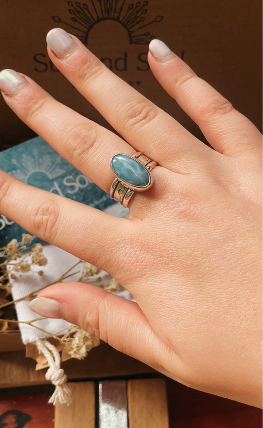 Larimar Wave Ring - Size 7