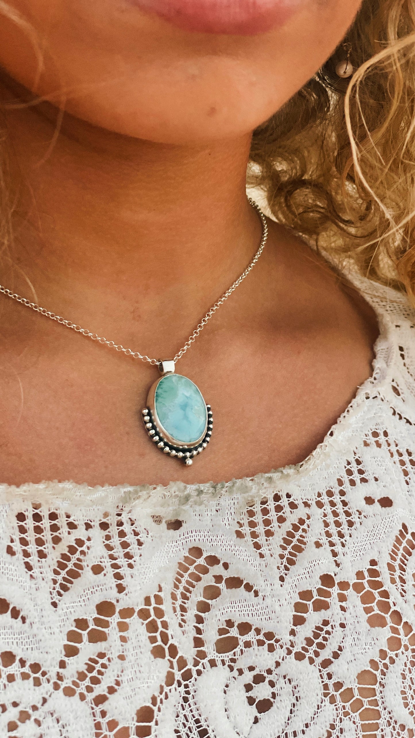 Indi Larimar Pendant - WITH CHAIN