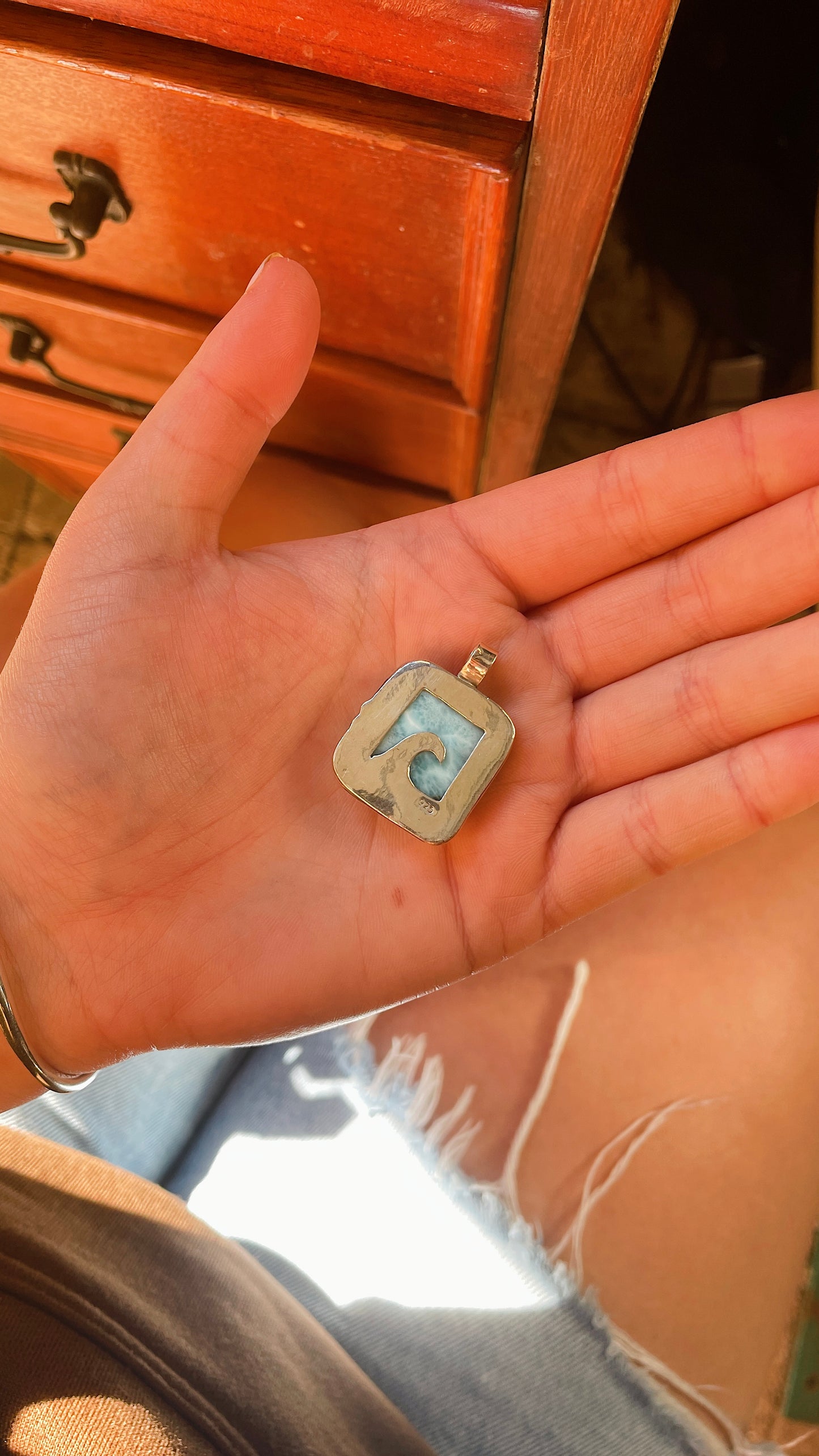 Larimar Wave Pendant - PENDANT ONLY