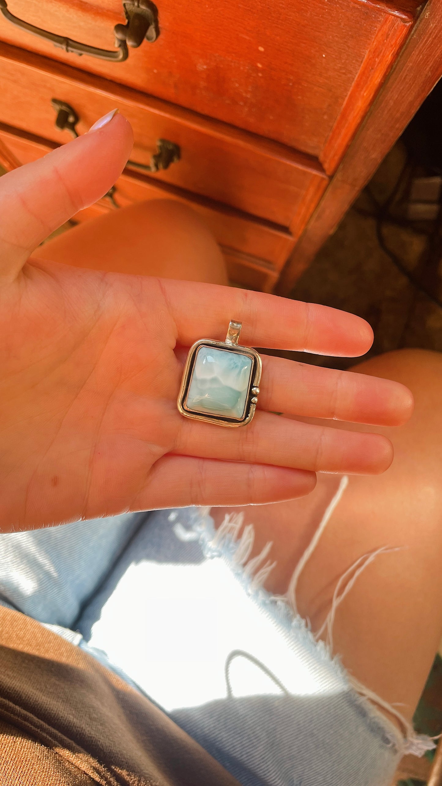 Larimar Wave Pendant - PENDANT ONLY