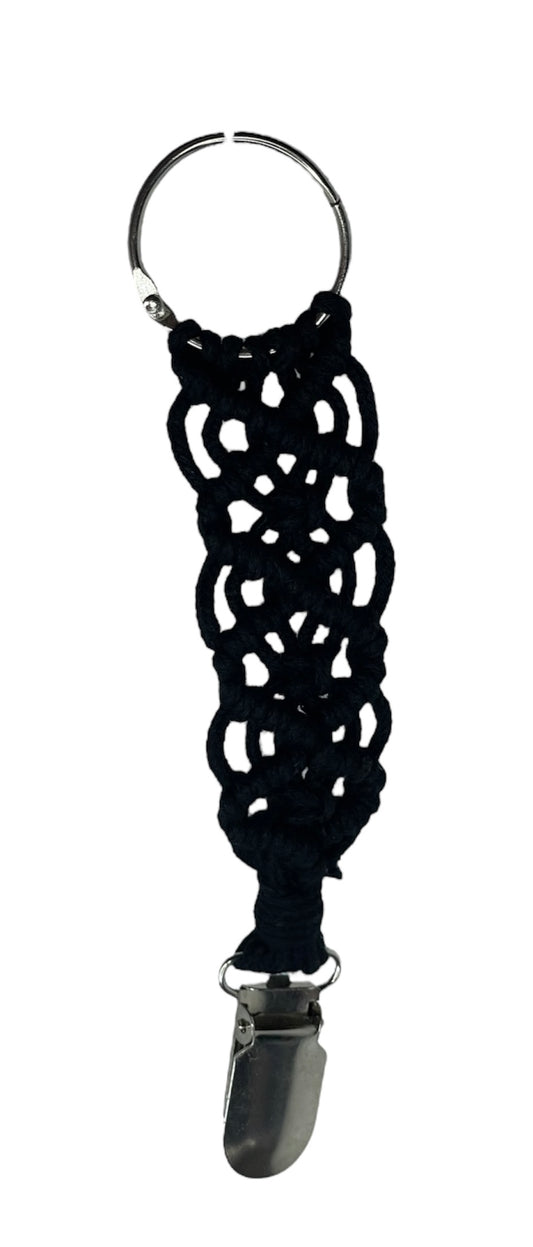 Macrame Hat Hanger Keychain Black Plain