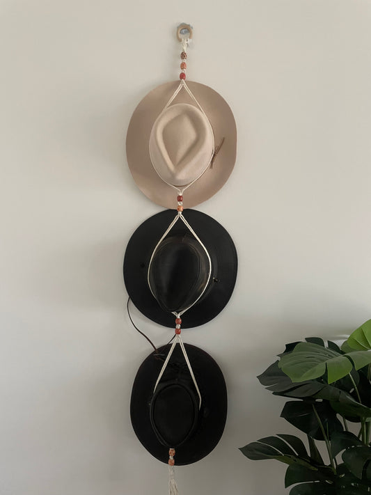 Triple Beaded Macrame Hat Hanger